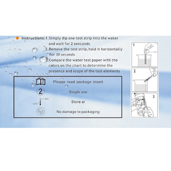 pH-teststrimler med temperaturpapir Drikkevand 16 tests 100 stk