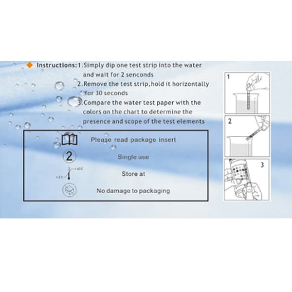 pH-teststrimler med temperaturpapir Drinking water 16 tests 100 pieces 100 pieces