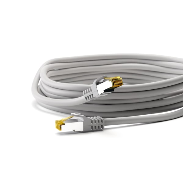 RJ45 patchkabel S/FTP (PiMF), 500 MHz, med CAT 7 råkabel, grå, 15 m