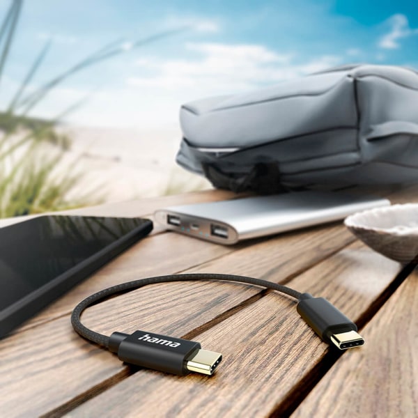 Laddkabel USB-C till USB-C 0.2m svart