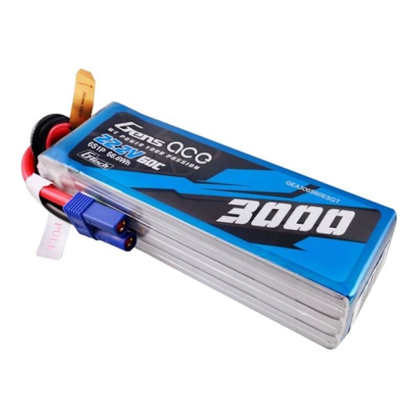 Gens ace G-Tech 3000mAh 22,2V 60C 6S1P Lipo-batteripaket med EC5-kontakt