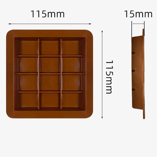 12-rums silikonechokoladeform med skraber - brun