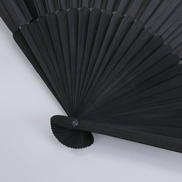 Foldbar håndvifte 23cm 7 inch til dans og kluboptræden, træramme, polyester-bomuld vifteblade, sort, let og bærbar, 2-pak