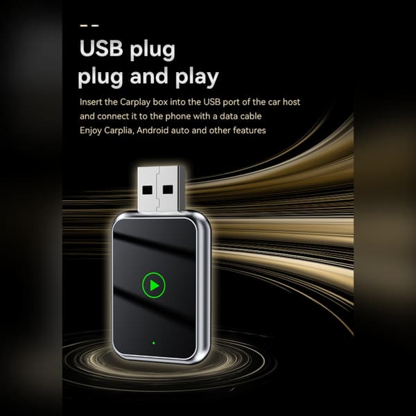 Smart Carplay & Android Auto Trådløs Adapter Boks - 2-i-1 USB Dongle, Kompatibel med Biler der Understøtter Kablet Carplay Silver Silver
