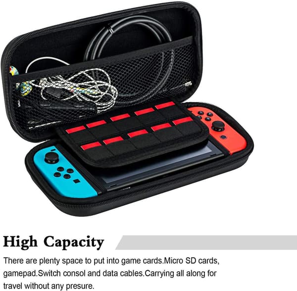Iskunkestävä Nintendo Switch -kotelo konsolille, peleille ja lisävarusteille