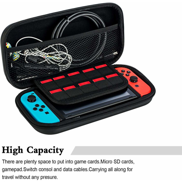Iskunkestävä Nintendo Switch laukku konsoleille, peleille ja tarvikkeille