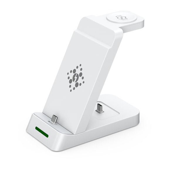 INF 3-i-1 trådløs oplader til telefon, Samsung smartwatch, høretelefoner Hvid