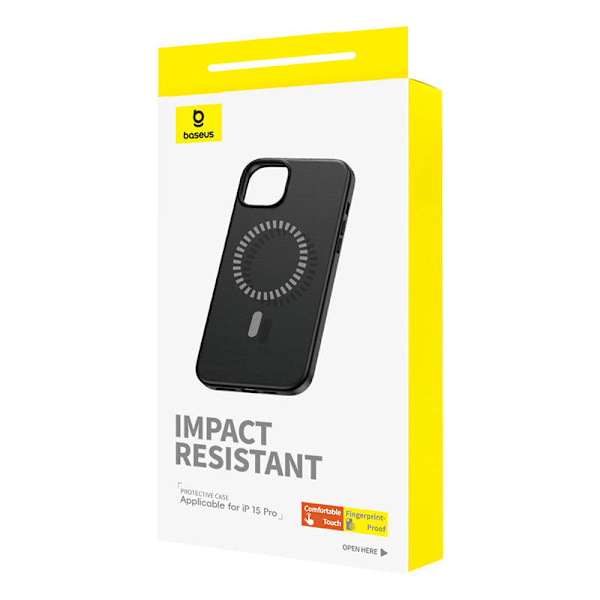 Magnetisk telefoncover til iPhone 15 Pro Baseus Fauxther Series (sort)