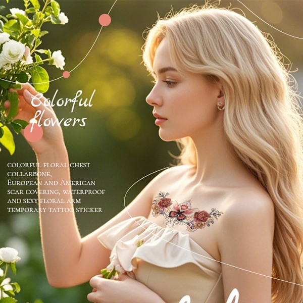 Temporära Tatueringar - Blomsterdesign (10 Ark)