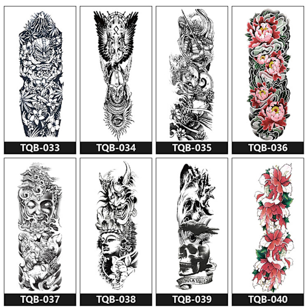 Tillfällig tatueringsdekal för hela armen 8