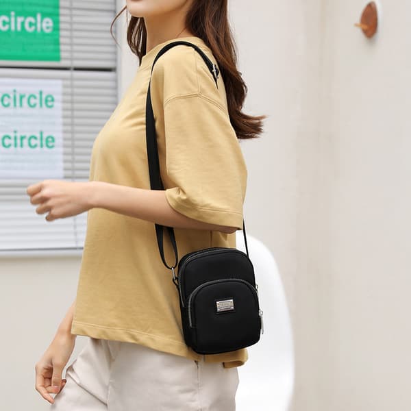Multi-Layer Nylon Casual Square Bag Black Black