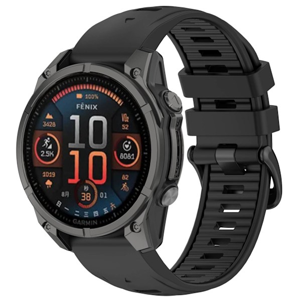 Svart silikonarmband för Garmin Fenix 8/Enduro 3/Fenix E 26 mm