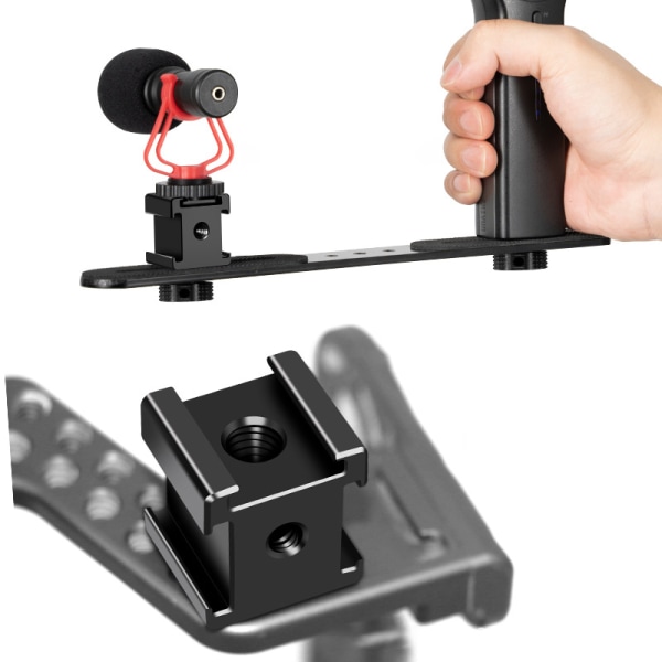 Tre-Head Hot Shoe Base Camera Hot Shoe Adapter Svart