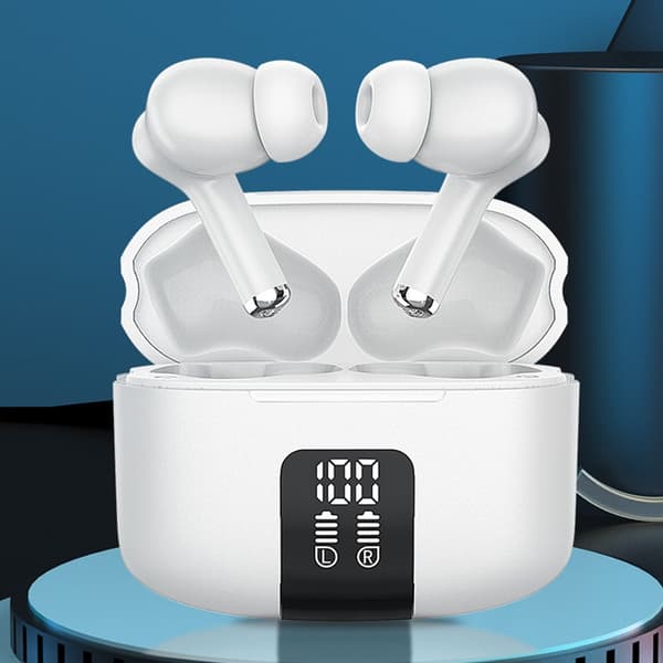 Bluetooth-hovedtelefoner Digital skærm Fire mikrofoner ENC støjreduktion White White