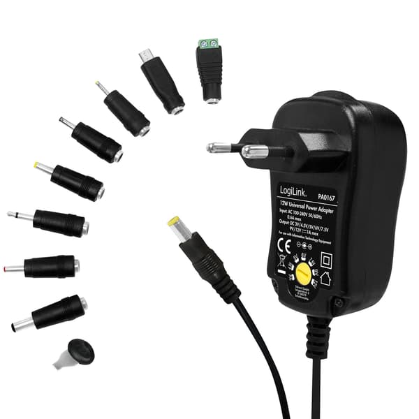 Virtalähde 230V-> 3-12V 1A 12W