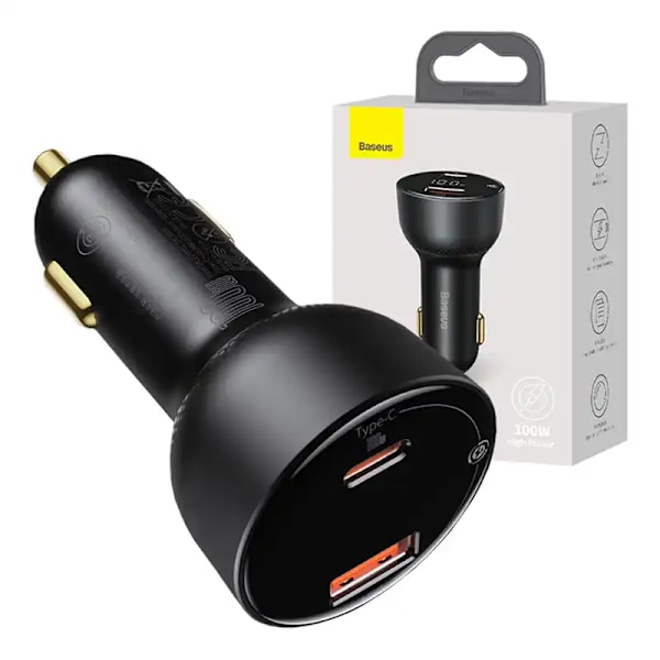Billaddare Baseus Superme, USB, USB-C, 100W (svart)