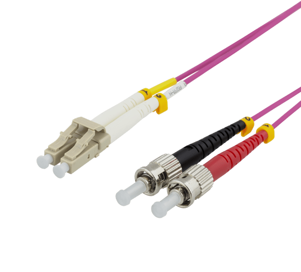 OM4 Fiber cable, LC-ST Duplex, 50/125, 3m, pink