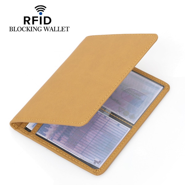 Premium Läder RFID-blockerande Plånbok - Säkra Dina Viktiga Saker Gul