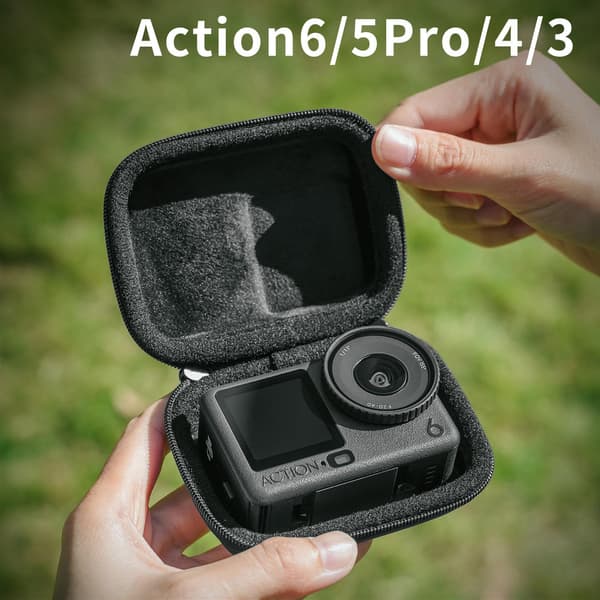 PU-skyddsfodral för Action 6, Action 5 Pro, Action 4 och Action 3 med stativutrymme