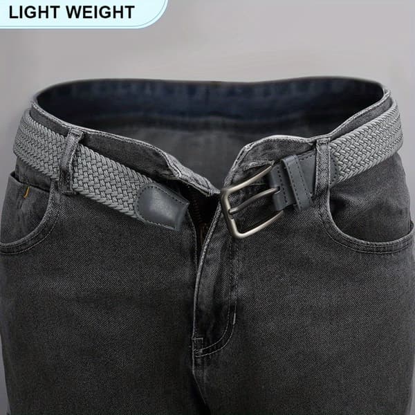 Elastiskt flätat canvasbälte 125cm (2-pack) – andningsbart, spänne i zinklegering, justerbart midjebälte för vardag, sport och utomhusbruk Black+Grey Black+Grey