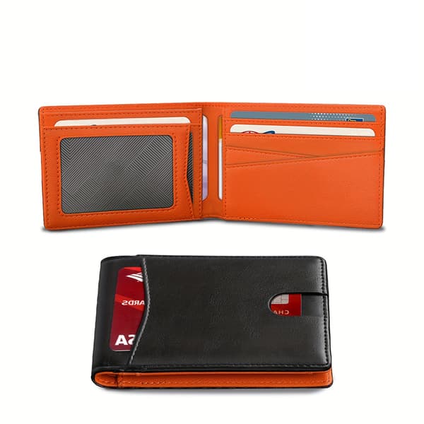 Slim Bifold Lompakko Miehille, Useita Korttipaikkoja, RFID-Suojaus model 2