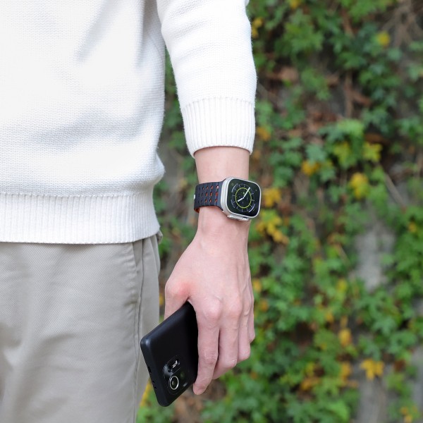 Åndbar magnetrem til Apple Watch Series 1-9 generationer 42/44/45 mm Sort+orange