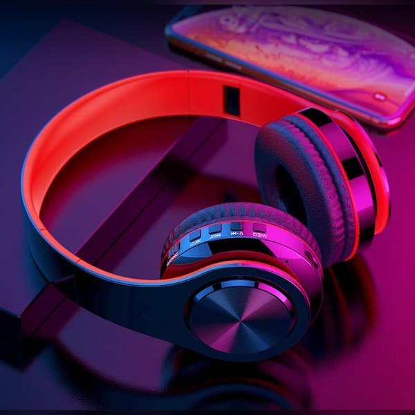 Trådløse over-ear hovedtelefoner, dyb bas til rejse/arbejde — 400mAh, ca.200h standby, passiv støj, 15m Bluetooth, foldbare, Apple/Android kompatibel Red