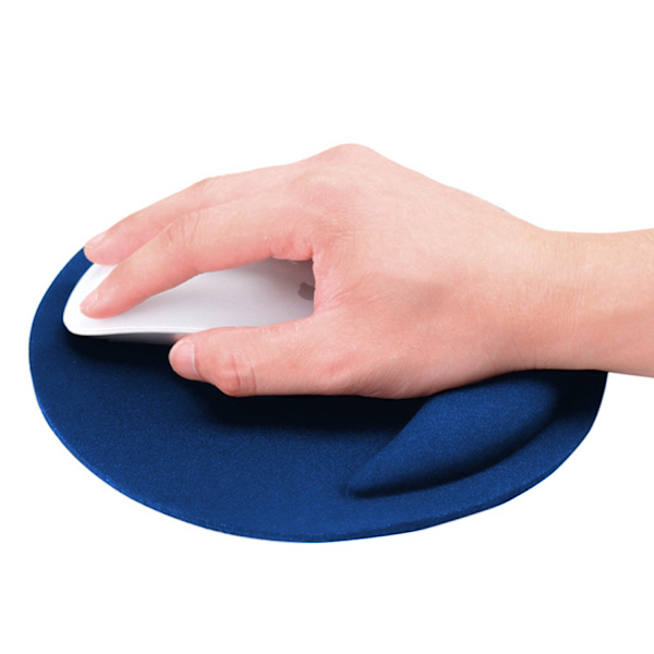 Ergonomisk rund musemåtte med håndledsstøtte Blue Blue