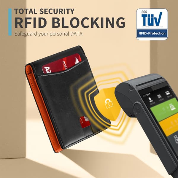 Slim Bifold Lompakko Miehille, Useita Korttipaikkoja, RFID-Suojaus Model 1