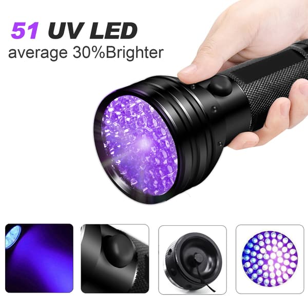 UV-taskulamppu 51 LED-valolla 395 nm vedenpitävä