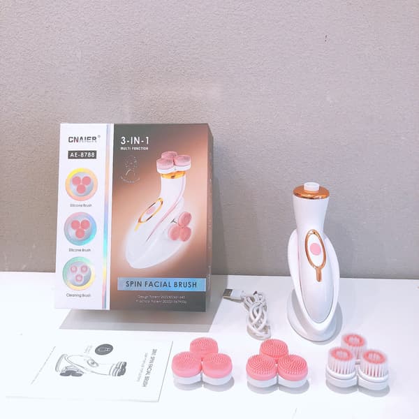 Multifunktionel elektrisk ansigtsrensebørste AE-8788 Pink Pink
