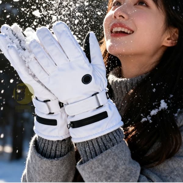 Genopladelige opvarmede touchscreen-handsker til vinter udendørs sport (8-16 timer) White White