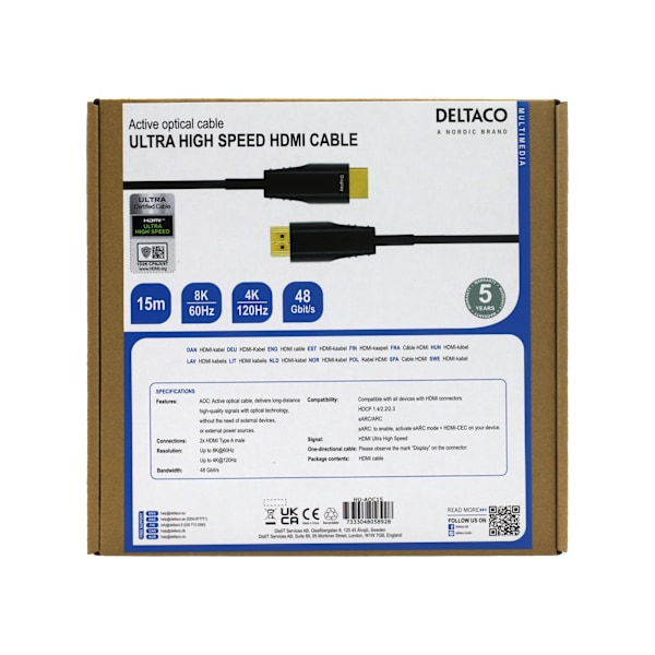 ULTRA High Speed HDMI-cable, 48Gbps, 15m, black, AOC