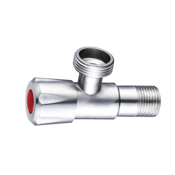304 Rustfrit Stål Høj Flow Trevejs Vinkelventil - 1/2" Indløb, 3/4" Udløb
