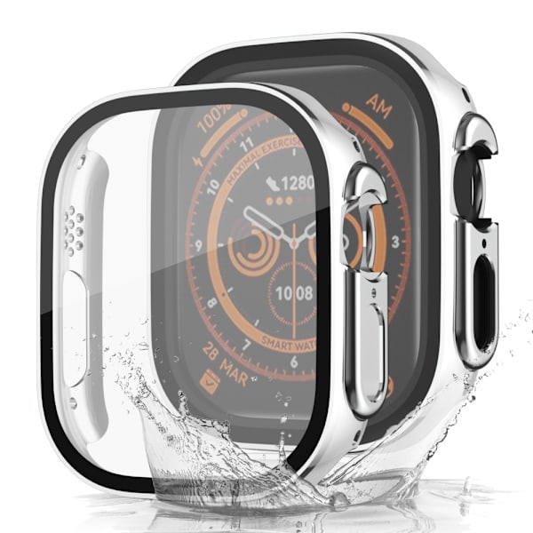 Cover+Screen Protector Film för Apple Watch 9/8/7 45mm Silver