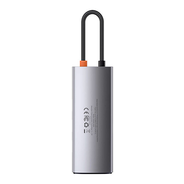 Hub 6in1 Baseus Metal Gleam Series, USB-C till 3x USB 3.0 + HDMI + USB-C PD + Ethernet RJ45