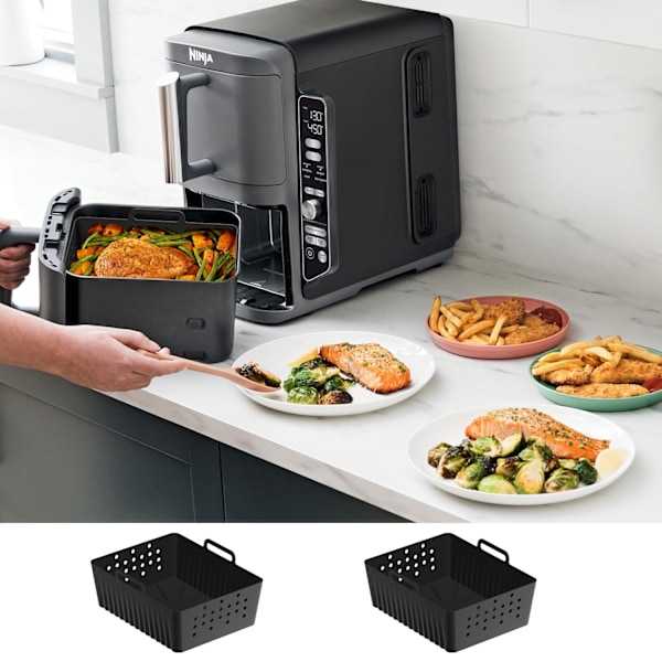 Silikonebakke - Rektangulær Airfryer Liner Pad Black Black