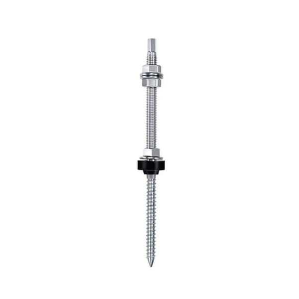 M10x200mm Dobbeltendet Bolt i Rustfrit Stål til Solcellebeslag - 6 Stk.