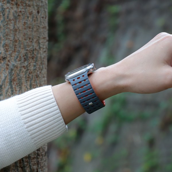 Andningsbar magnetrem för Apple Watch Series 1-9 generationer 42/44/45 mm Grå+orange