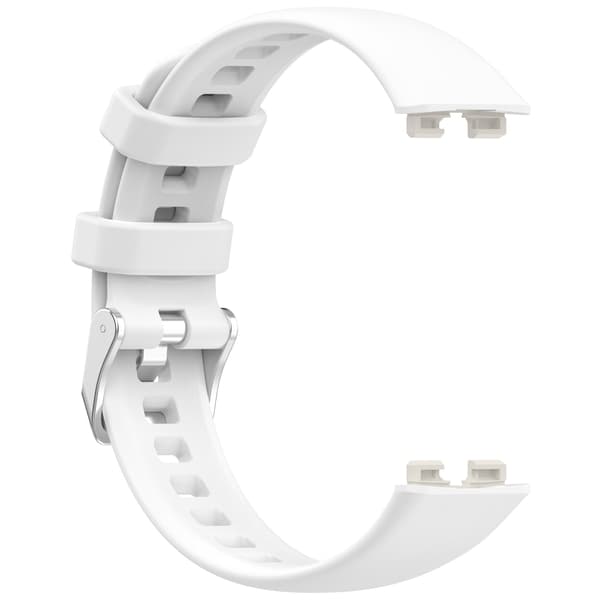 Blød silikonerem til Huawei Band 10/9/8 (metalsnøre) White White