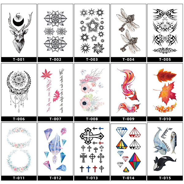Tillfällig tatueringsdekal - Blommig hjortdesign (T199)