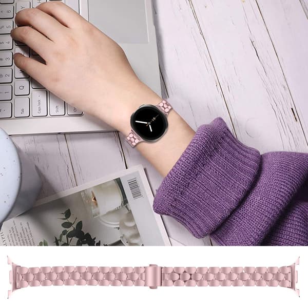 Perle rustfrit stålrem kompatibel med Samsung Galaxy Watch 8/8 Classic Pink Pink