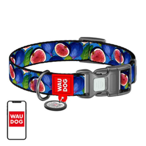 Waudog "Fig" hundhalsband i nylon med QR-kod, storlek XL