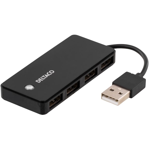 USB-A 2.0 hub, 4x USB-A female, black