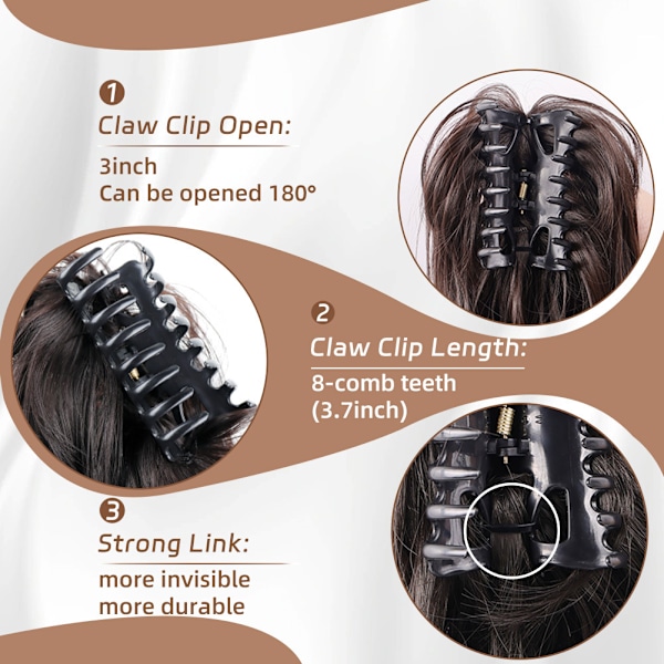 Clip in Ponytail Extension - Volumizer Claw Clip Hairpiece Svart + Svart
