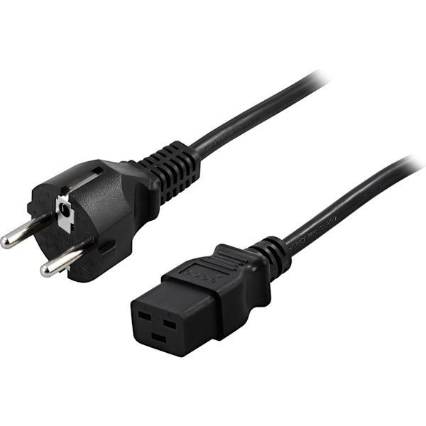 Device cable, 16A, straight CEE 7/7 - straight IEC C19, 1m