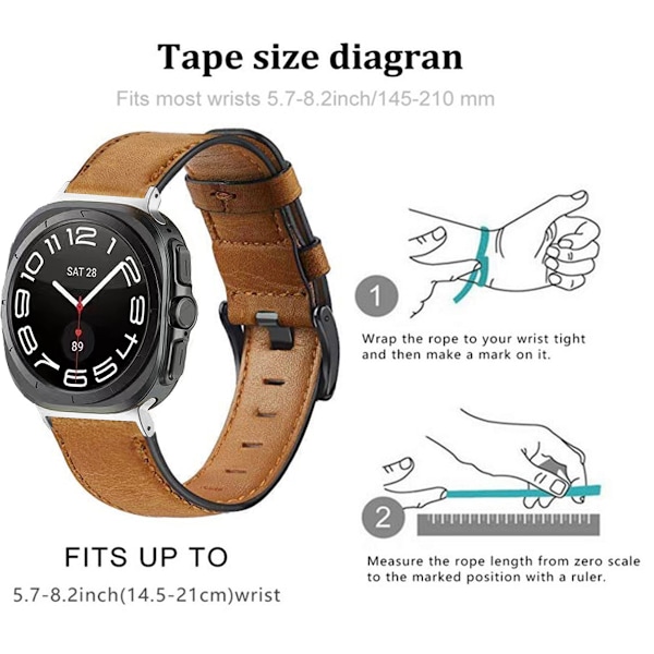 Rem i ægte læder til Samsung Watch 7 (Ultra 47 mm) - Brun