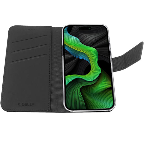 Wally Wallet Case iPhone 15 Pro Svart