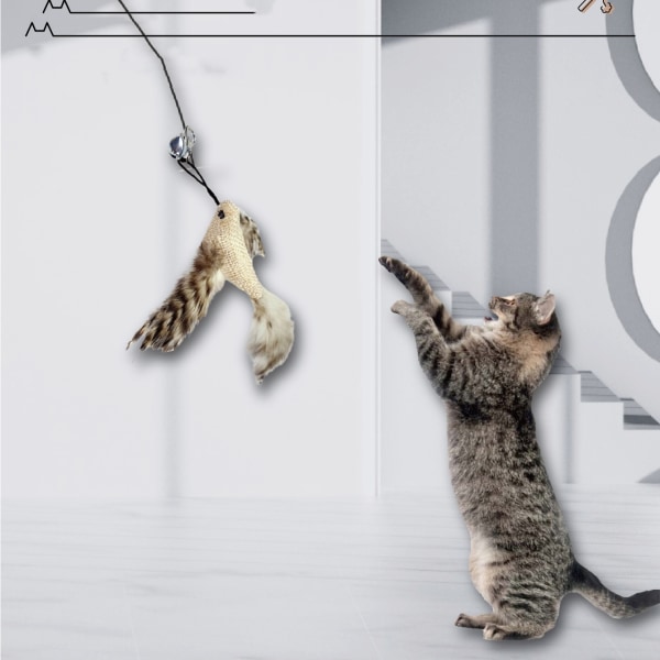 Interactive Cat feather teaser troll-leksak kattfjäderleksak med sugkopp Svart