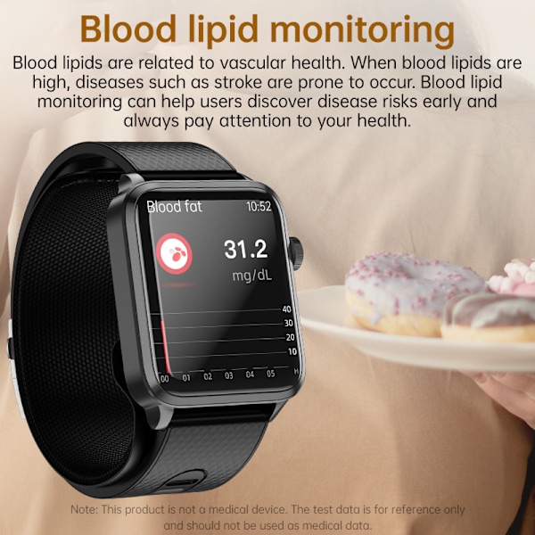 Smartwatch som måler blodtryk og ilt i blodet Sort